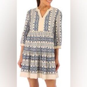 Anthropologie Figueroa Flower Boho Woven Dress 3/4 Sleeve Floral Yellow Size XL